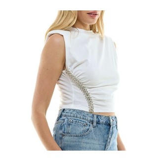 MUSCULOSA LINEAS CRISTAL BLANCA 