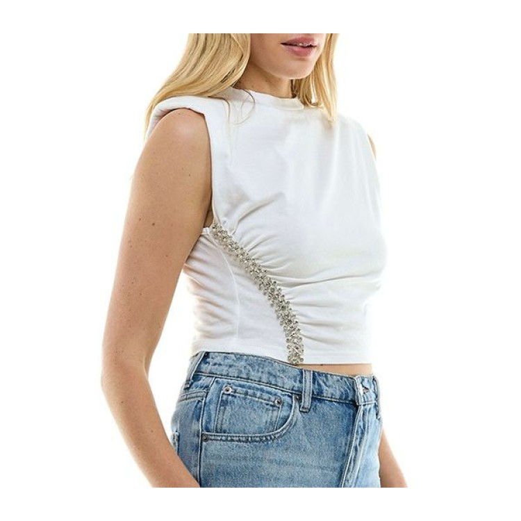 MUSCULOSA LINEAS CRISTAL BLANCA 