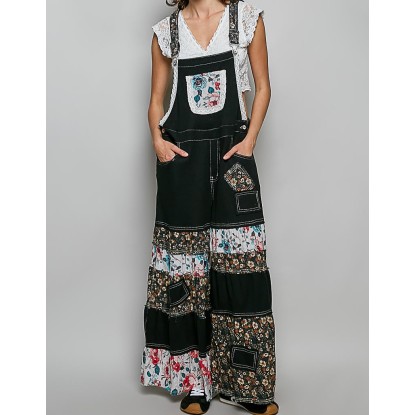 OVEROL NEGRO PARCHES DENIM
