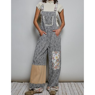 OVEROL GRIS FLORAL CROCHET