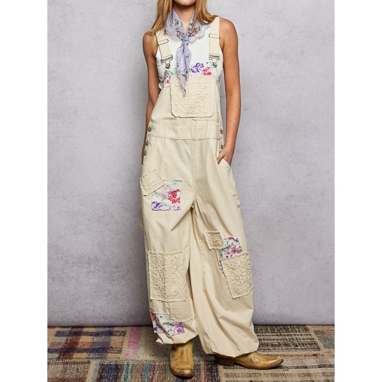 OVEROL CREMA FLORAL CROCHET