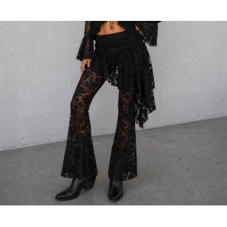 PANTALON ENCAJE FALDON NEGRO