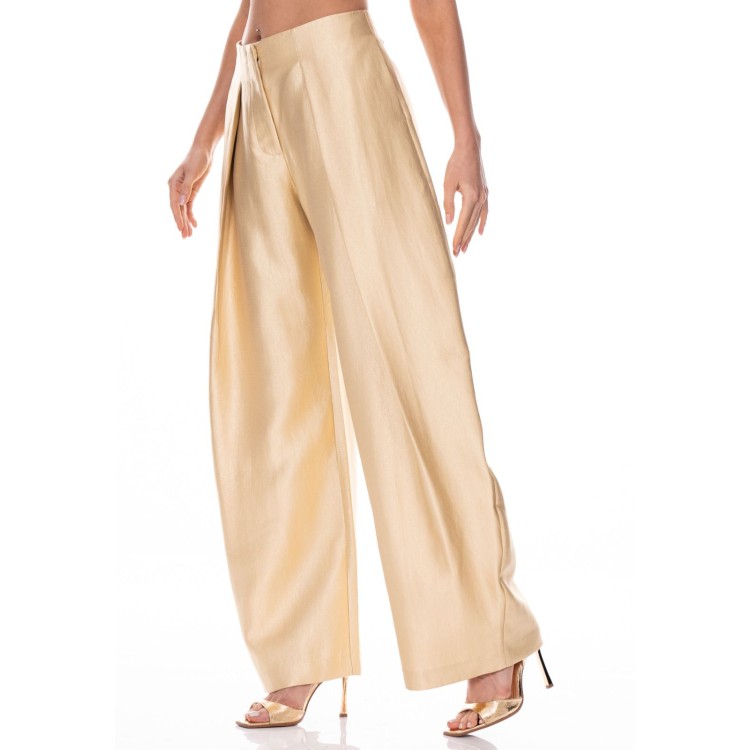 MAXI PANTS TELA METAL DORADO