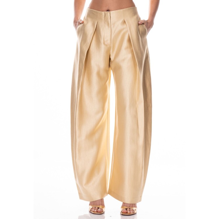 MAXI PANTS TELA METAL DORADO