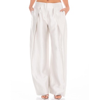 MAXI PANTS TELA METAL PLATA