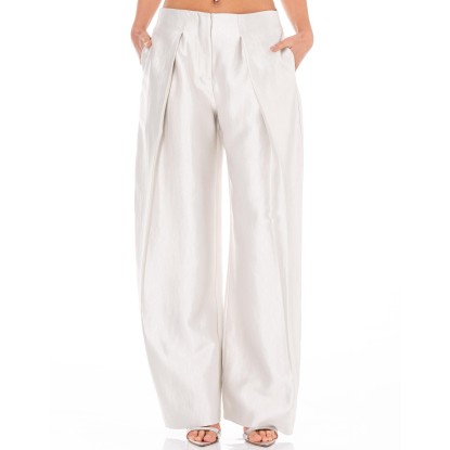 MAXI PANTS TELA METAL PLATA