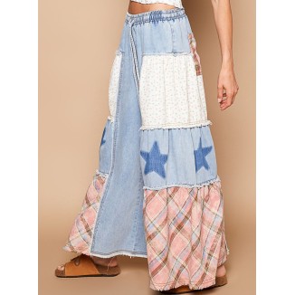 PANTALON MAXI PARCHES DENIM