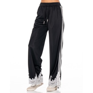 PANTALON NEGRO ENCAJE BLANCO