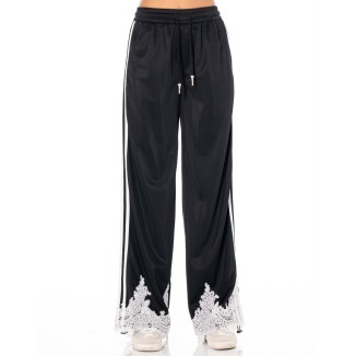 PANTALON NEGRO ENCAJE BLANCO