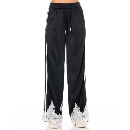 PANTALON NEGRO ENCAJE BLANCO