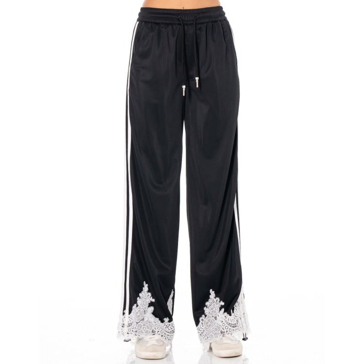 PANTALON NEGRO ENCAJE BLANCO