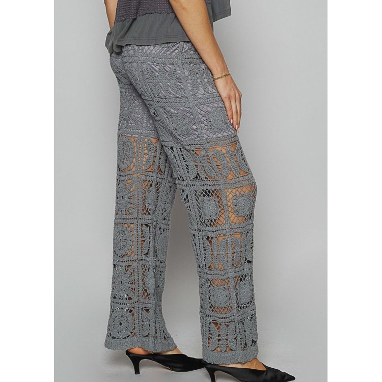 PANTALON CROCHET GRIS