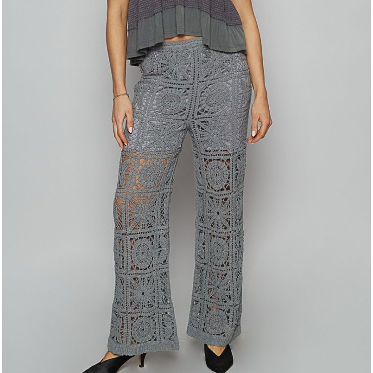 PANTALON CROCHET GRIS