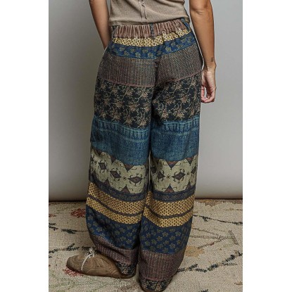 PANTALON AZUL MULTICOLOR ESTAMPADO