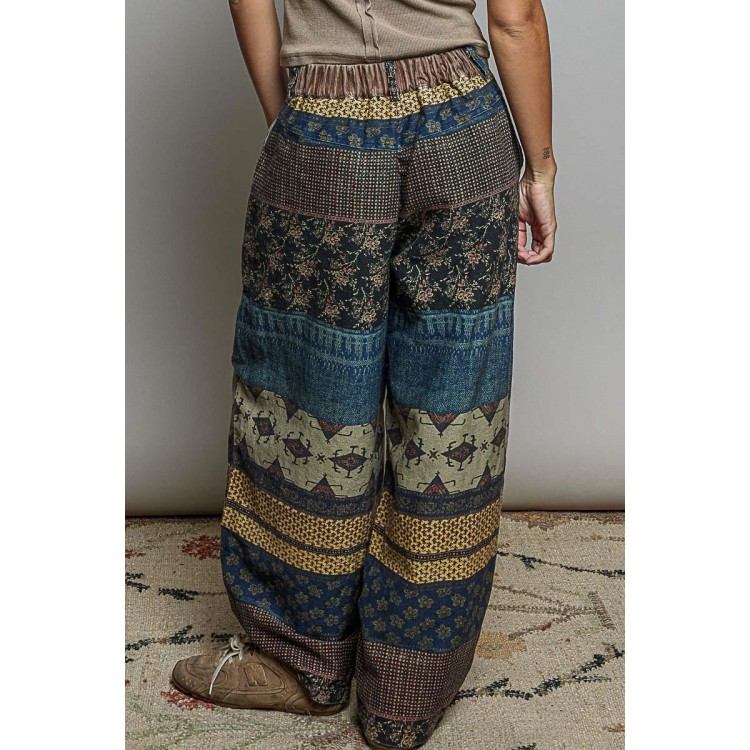 PANTALON AZUL MULTICOLOR ESTAMPADO