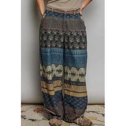 PANTALON AZUL MULTICOLOR ESTAMPADO