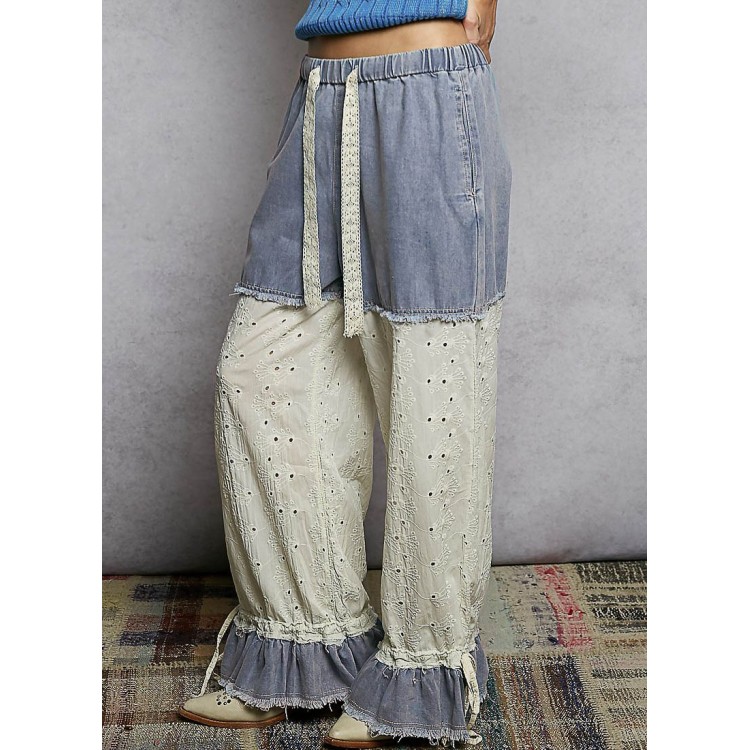 PANTALON DENIM TIRA BORDADA