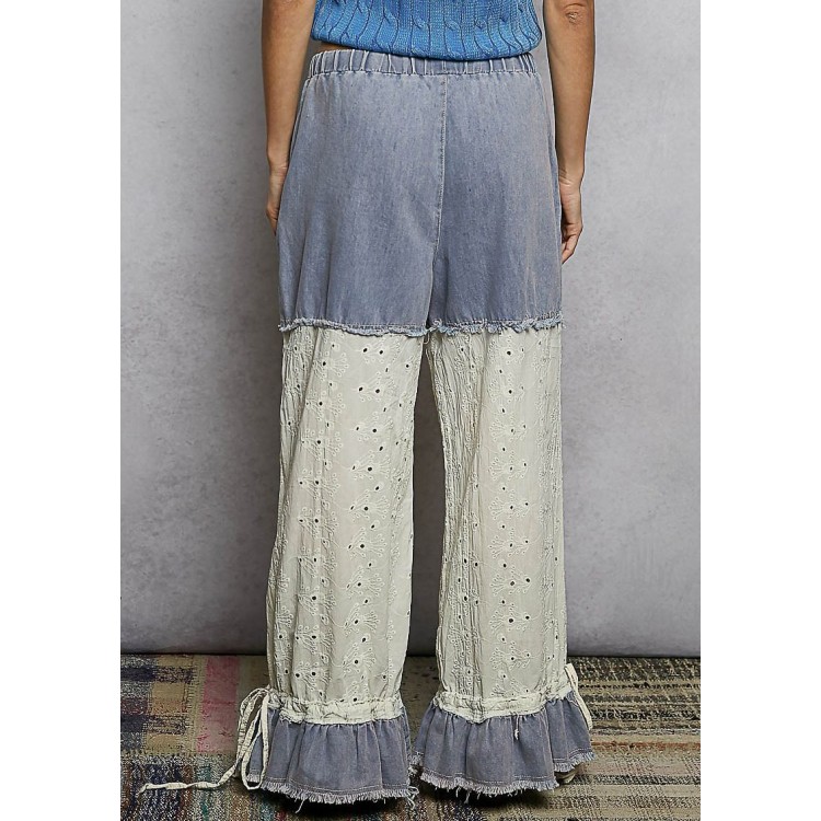 PANTALON DENIM TIRA BORDADA