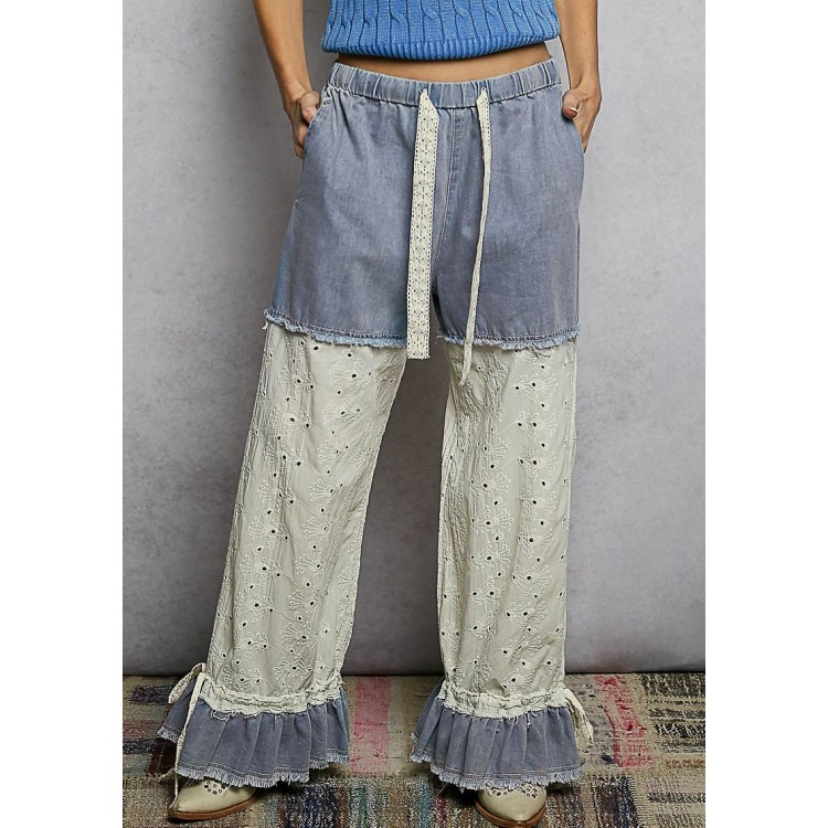 PANTALON DENIM TIRA BORDADA