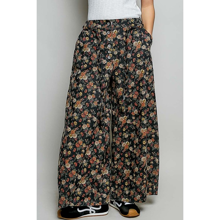 PANTALON NEGRO FLORES