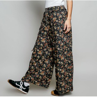 PANTALON NEGRO FLORES