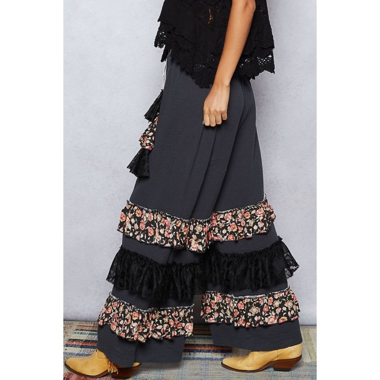 PANTALON MAXI NEGRO OLANES FLOR