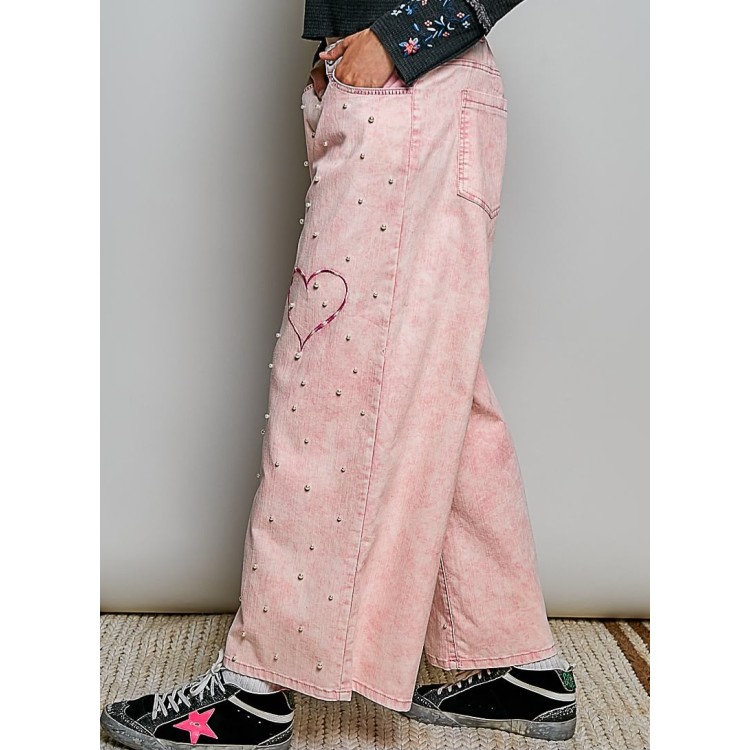 PANTALON ROSA PERLAS BOHO