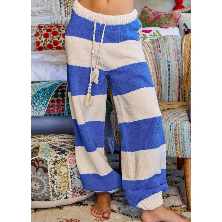 PANTS AZUL CREMA RAYAS DE PUNTO