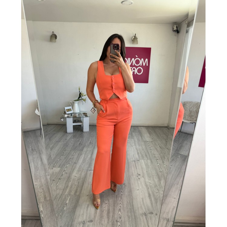 SET PANTS CHALECO NARANJA 