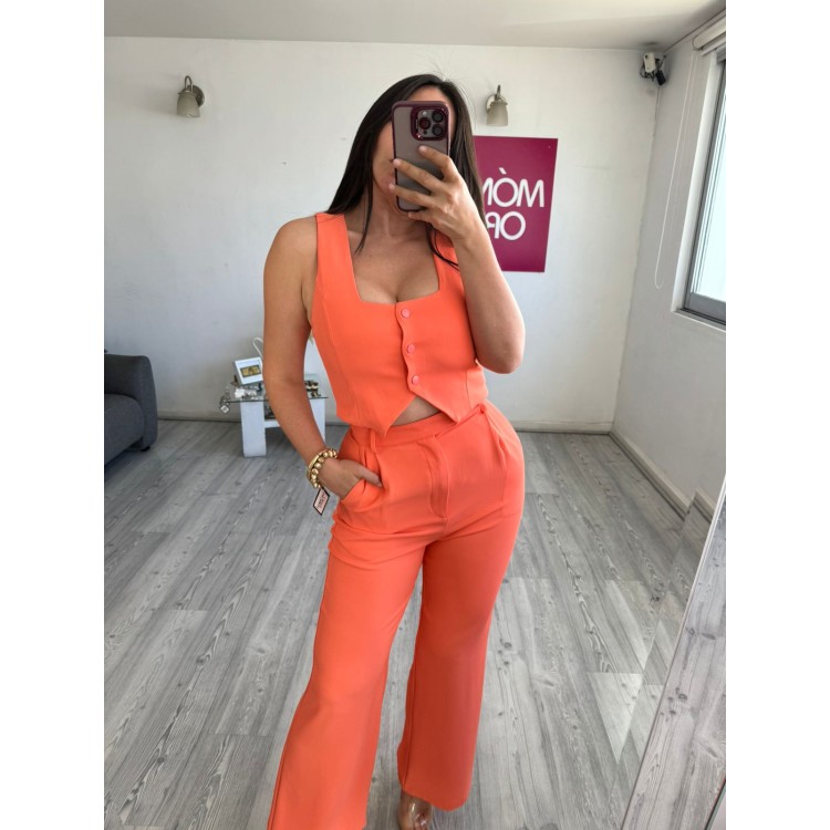 SET PANTS CHALECO NARANJA 