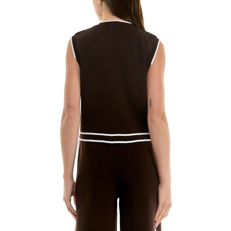 SET CHALECO PANTALON DE PUNTO CAFE