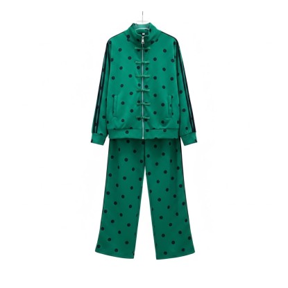 SET PANTS VERDE POLKA