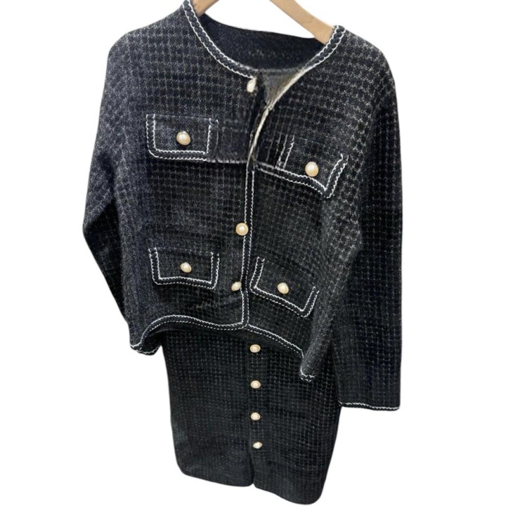 SET FALDA LAPIZ SACO TWEED NEGRO