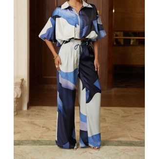 SET AZUL ESTAMPADO FLOR