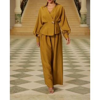 SET MOSTAZA PANTS BLAZER METAL