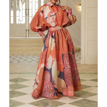 SET NEGRO MAXIFALDA ESTAMPADO