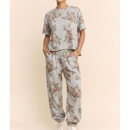 SET FLORAL GRIS