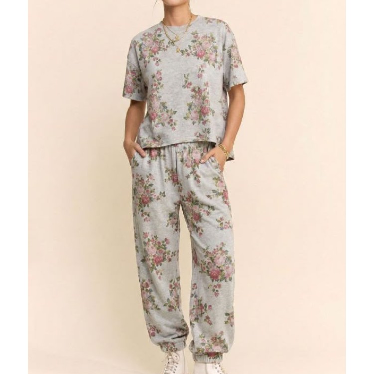 SET FLORAL GRIS