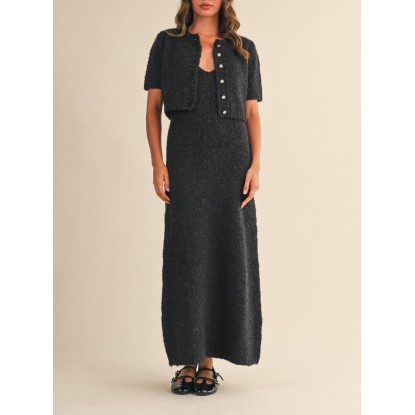 SET VESTIDO LARGO GRIS