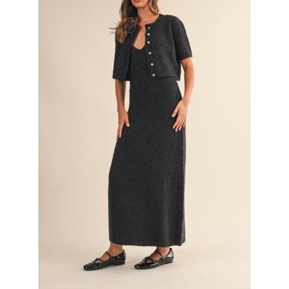 SET VESTIDO LARGO GRIS