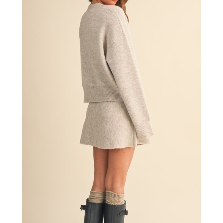 SET DE PUNTO BEIGE FALDA