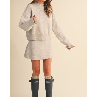 SET DE PUNTO BEIGE FALDA