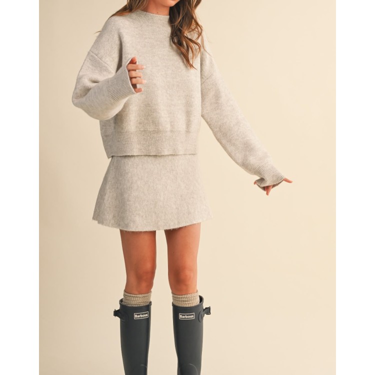 SET DE PUNTO BEIGE FALDA