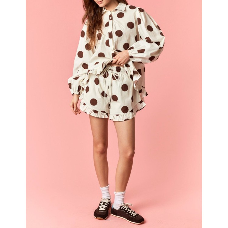 SET BLUSA  SHORT MANGA POLKA CAFE