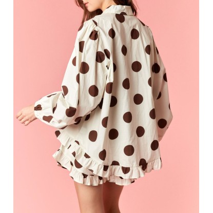 SET BLUSA  SHORT MANGA POLKA CAFE
