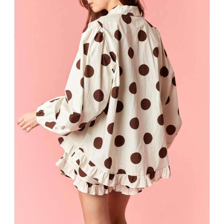 SET BLUSA  SHORT MANGA POLKA CAFE