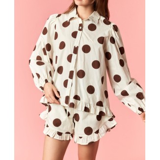 SET BLUSA  SHORT MANGA POLKA CAFE