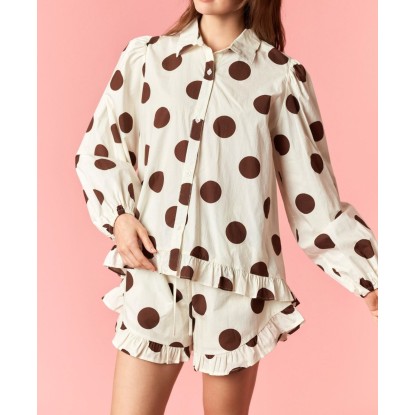 SET BLUSA  SHORT MANGA POLKA CAFE