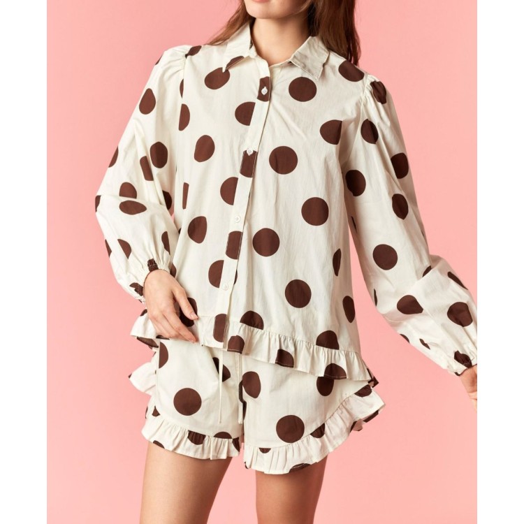 SET BLUSA  SHORT MANGA POLKA CAFE
