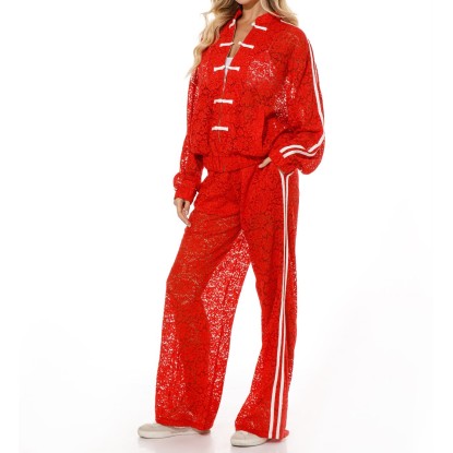 SET ROJO ENCAJE PANTS